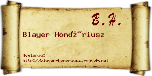 Blayer Honóriusz névjegykártya